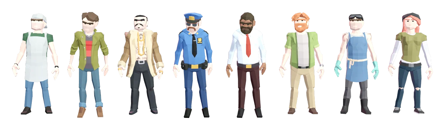 The cast in a row: the uncle, the player, Vedat, Officer Kaya, the motel owner, Hasan, Ramazan and Derya