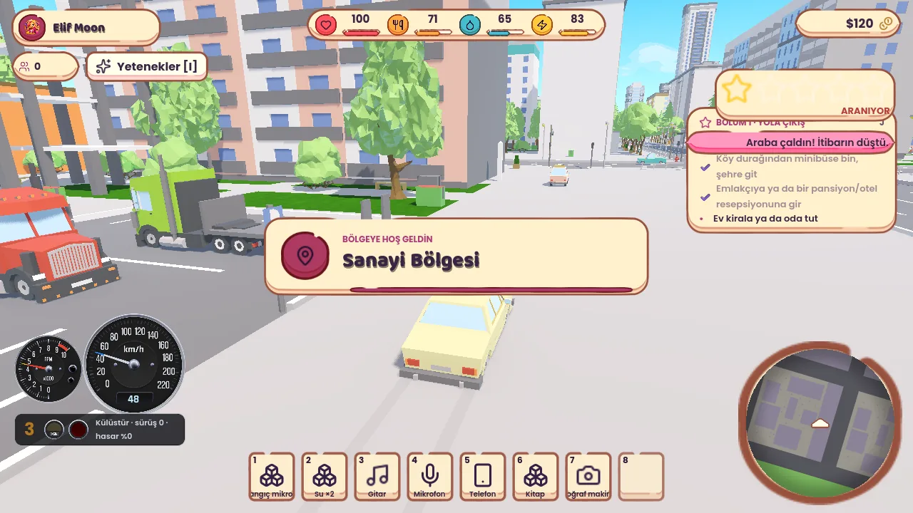 Pop Star Life 2 in-engine: driving through the industrial district with traffic