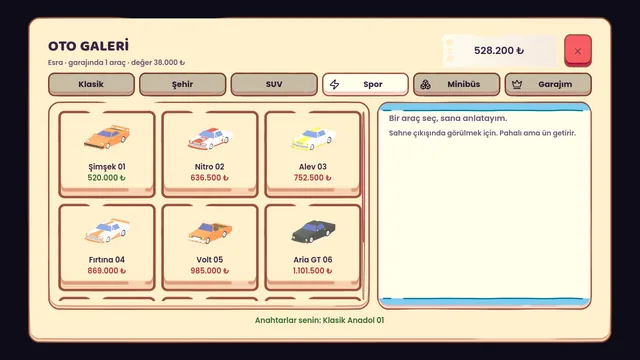 Car dealership screen browsing the sports car lineup with prices
