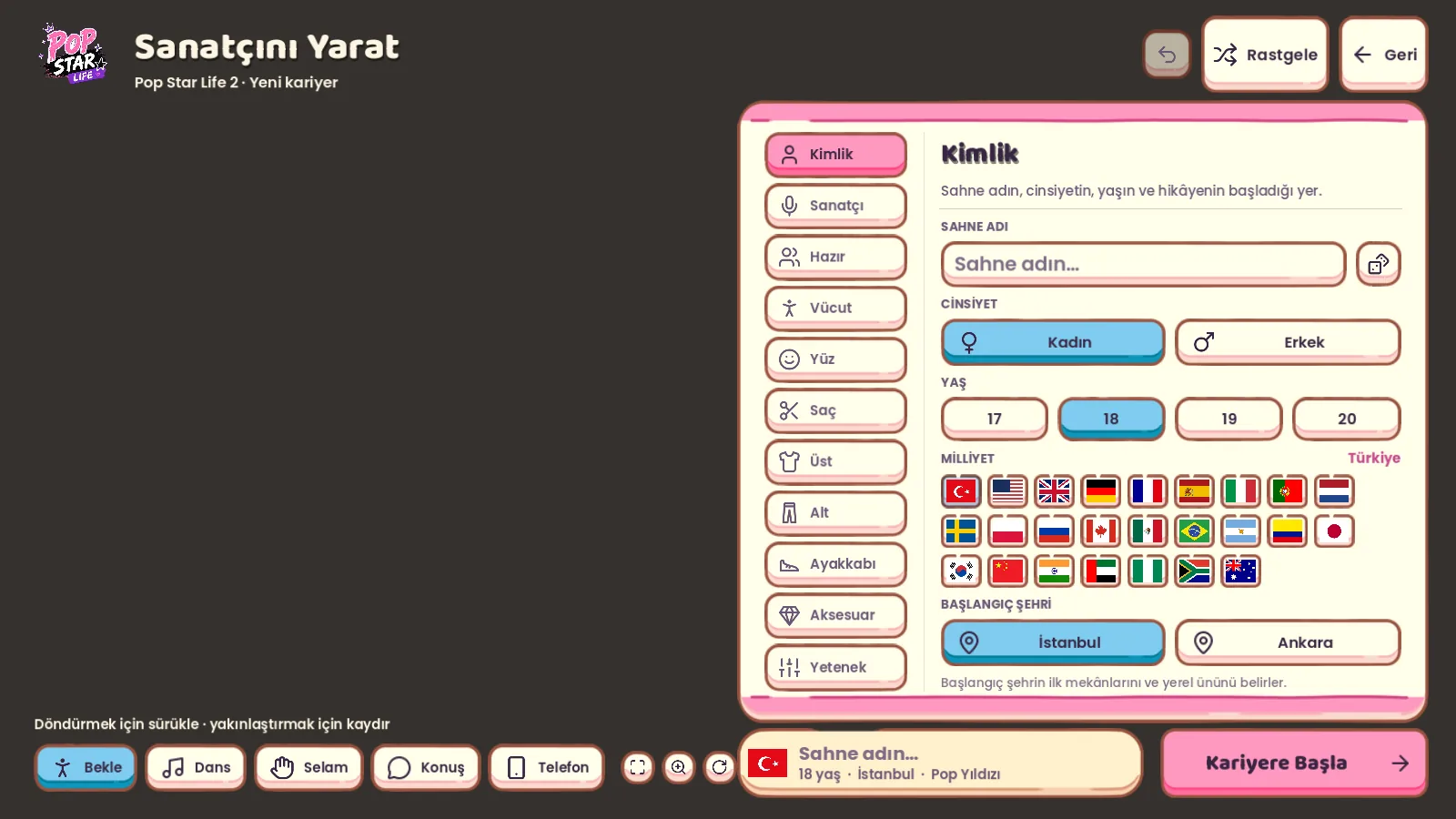 Pop Star Life 2 character creator